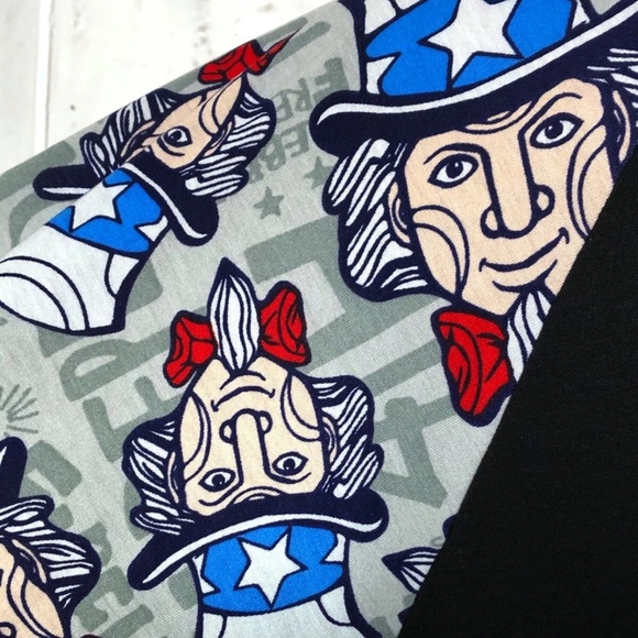 LuLaRoe Randy Black Uncle Sam 4 of July Raglan Baseball Tee Shirt Top XL X Large - Picture 4 of 8